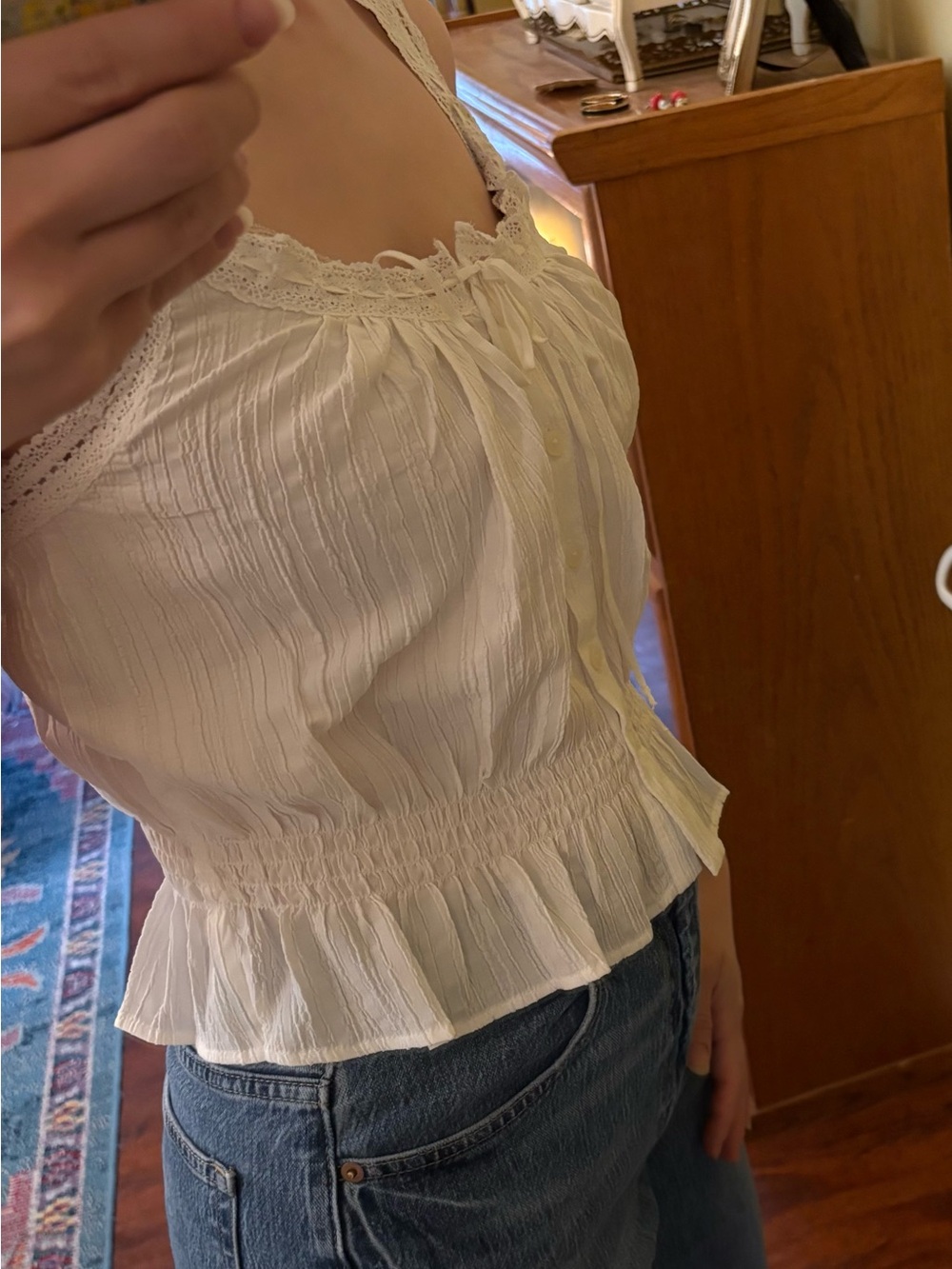 New American Eagle Outfitters vintage style Cream Lacy Camisole